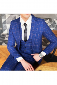 YT09-BLUYECHEQ-2XL b Tuxedo Rental Sale Purchase Ready made Malaysia Kuala Lumpur Selangor