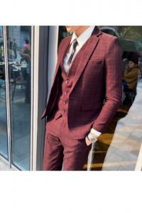 YT09-BLUYECHEQ-2XL MARCHQ preorder Maroon d Tuxedo Rental Sale Purchase Ready made Malaysia Kuala Lumpur Selangor