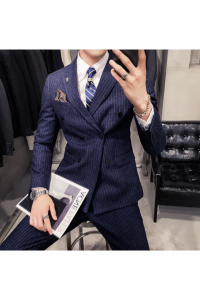 YT14A-BLUSTRDB-3XL Blue Stripes Double Breasted Tuxedo Rental Sale Purchase Ready made Malaysia Kuala Lumpur Selangor (2)